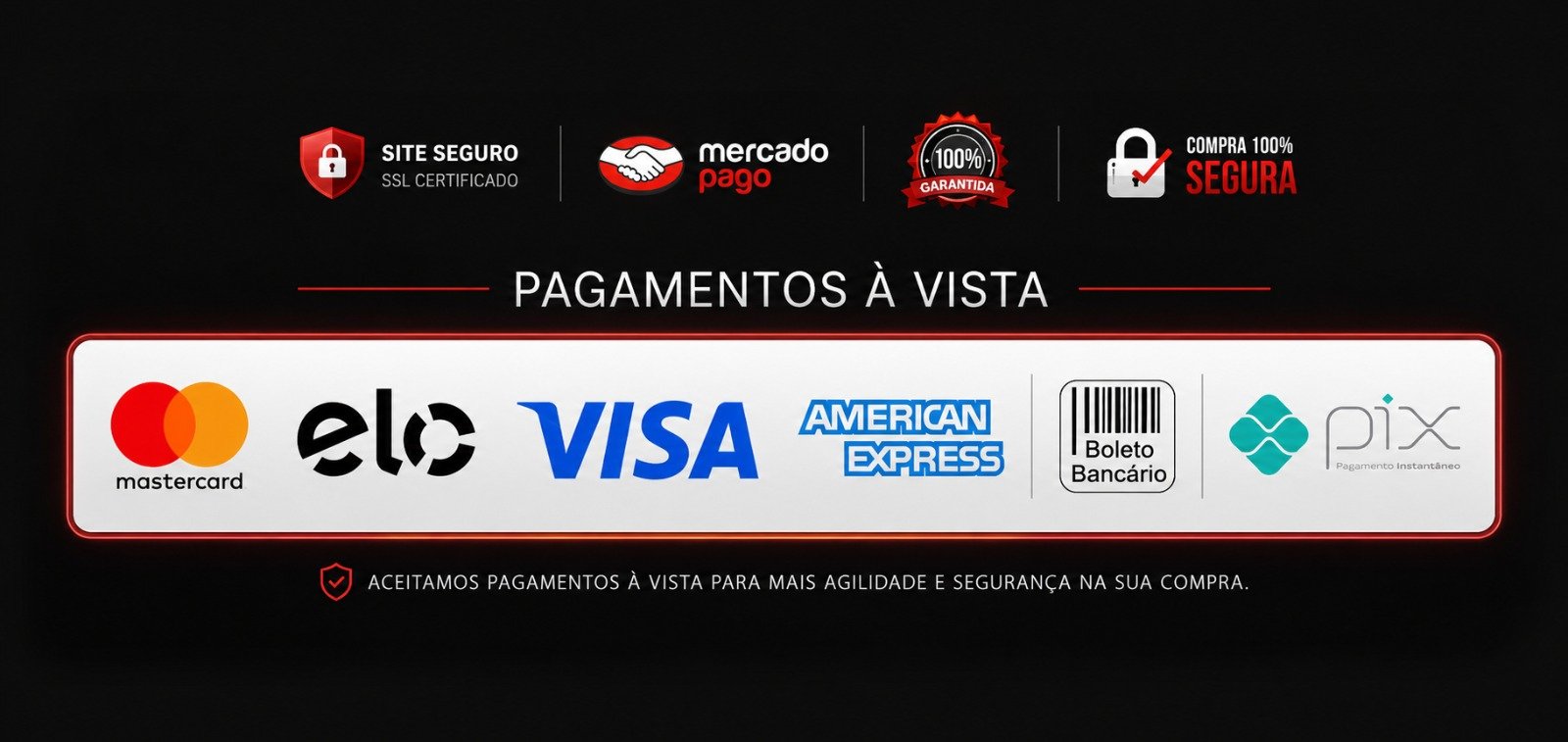 Formas de pagamento e selos de segurança